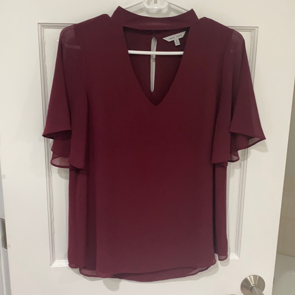 NWOT naked zebra wine blouse